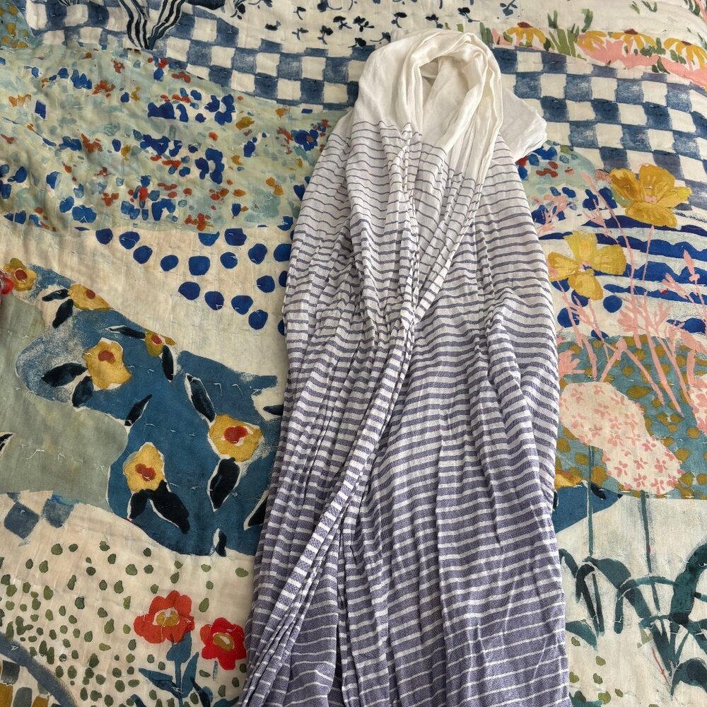 Pale Purple Striped Lightweight Womens Scarf - Gently Used